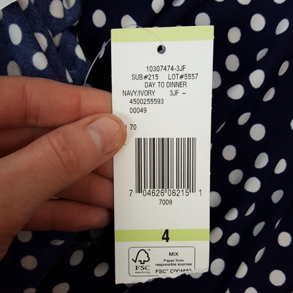 NEW Jones Wear Navy Polkadot Dress - Picture 6 of 8